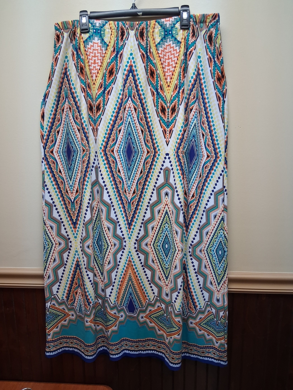 Cato Southwestern Aztec Diamond Print Long Maxi Skirt Bohemian Festival SZ 22/24
